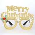 Glitter gold Christmas glasses frame with Merry Christmas text and snowflake decor - Golden Merry Christmas