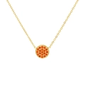 Light luxury gold stainless steel necklace with round pendant and orange gemstones - January Red - Gold