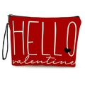 Neceser rojo de lona con estampado HELLO valentine y correa de muñeca - Estilo HELLO valentine (xy-055-4) / Con Correa