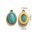 Oval turquoise charm pendant with gold stainless steel bezel for DIY jewelry making - Large-Turquoise
