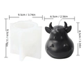 Precise dimensions for cartoon cow silicone mold and the finished DIY scented candle. - YT24101-1 Bull Head Silicone Mold / Clear White