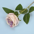 Velvet artificial rose stem with pink and purple gradient petals on blue background - Purple Center