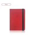Red textured PU leather passport holder with elastic band and debossed travel icons - Strap Passport Cover / Red