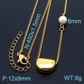 Variante collana dorata con perla bianca e ciondolo a forma di fagiolo lucido - 450x1.5mm / Piccola Collana Intrecciata Oro