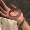 Durchscheinendes violettes Glasarmband-Set im geometrischen runden Design für Damen - Lila