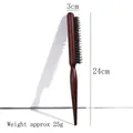 Professional 24cm three-row boar bristle hair styling brush with dark red wooden handle - Wooden Handle With Nylon Teeth / Red Brown