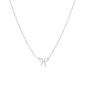 Minimalistische silberne Schleife Halskette mit dünner Kette auf weißem Grund - Silber