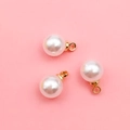 Three spherical cream pearl pendants with golden metal caps for DIY jewelry making - 6mm KC Gold Round
