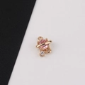 Détail du pendentif planète avec pierre rose et anneaux de connexion dorés - Rose