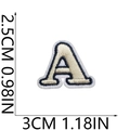 Detail view of mini embroidered letter A patch with cream base and navy trim - A (Beige)