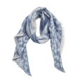 Detail shot of the blue and white checkered scarf featuring soft tassel edges and texture - Leopard Blue