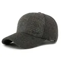 Winter baseball cap in dark grey tweed featuring a plaid pattern and ear protection - Adjustable / Gray