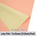 Dual-color lotus pink and taupe flower wrapping paper, 56x56cm waterproof matte sheets - Lotus Pink + Tea