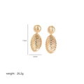 Detailed view of oversized gold birdnest texture earrings with size and weight specs - Gold Oval (A10-02)