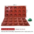 15-cavity semi-sphere silicone mold for chocolate and baking in reddish brown finish - 15-Cavity Semi-Sphere