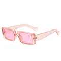 Fashionable oversized rectangular sunglasses with transparent pink frame and lenses - Transparent Pink Frame Pink Lens