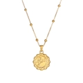French vintage gold double-sided cupid relief necklace with elegant bead chain - Gold Necklace (Chain length 45+5cm)