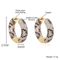 Chic gold plated hoop earrings with micro-pave multi-colored leopard zircon patterns - 2.7*0.6cm Gold Plated (EN04-10)