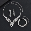 Set gioielli da sposa in argento con strass scintillanti e dettagli in cristallo puro - Squisito set da 3 pezzi argento (Collana + Orecchini + Bracciale)
