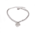 Pulsera de cadena minimalista de acero plateado con colgante de corazón Árbol de la Vida - SSB00101 Árbol de la Vida Corazón