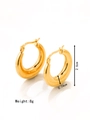 Detailed view of chunky 18K gold-plated stainless steel hoop earrings with size measurements - Thickened Polished Hoop Style (MS-218 Gold)