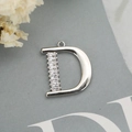 Pendentif lettre D en argent avec zircons blancs rectangulaires pour bijoux - Argenté