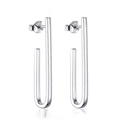 Minimalistische S925 Sterlingsilber U-förmige lange Ohrhänger mit Politureffekt - 925er Silber / JJ Ohrstecker (U-Form)