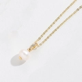 Detail of gold crown pendant necklace with white pearl and sparkling crystals - White Zirconia Pearl (Gold)