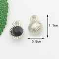 Ciondolo in argento con gemma nera e retro testurizzato per creazione gioielli fai-da-te - Zirconia nera K bianco