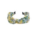 Floral print wide headband with retro knot design in colorful fabric for women - Colorful Floral Lemon (FK-B080 Lemon)
