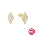 Elegant gold S925 sterling silver stud earrings with sparkling white cubic zirconia - Rhombus / Gold