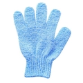 Guanto esfoliante blu a cinque dita in tessuto ruvido per la pulizia del corpo e massaggi - M / Blu