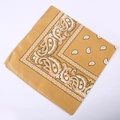 Polyester paisley bandana in mustard yellow with classic white cashew flower patterns - 54*54CM / Beige