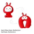 2-in-1 convertible red rabbit plush toy and U-shaped foam particle travel neck pillow - Lucky Rabbit / Gift Box