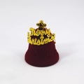 Schmuckschatulle als Weihnachtsglocke aus rotem Samt mit goldenem Weihnachtsgruß - Goldbuchstabe Weihnachtsglocke / 58x58x70mm