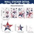 Independence Day star window stickers set with 66 pieces in red blue and white colors - 66pcs Stars Set (UV26Y80308S_T)
