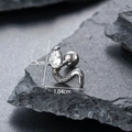 Snake zircon stud earring in stainless steel with teardrop crystal and 1.04cm width - Silver Snake with White Tear Drop Zirconia (S441)