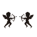 Minimalist black cupid angel silhouette stud earrings in stainless steel on white background - Cupid / Black