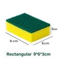 Dual-sided 9x6x3cm kitchen sponge with green scouring pad and yellow sponge layer - Square / 9*6*3cm