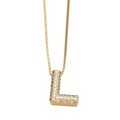Halskette mit Zirkonia-Buchstabe L Anhänger, 18k vergoldet mit eleganter Box-Kette - Buchstabe L / Gold