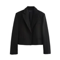 Chaqueta blazer corta negra para mujer, corte ajustado en tejido de alta calidad - XS / Negro
