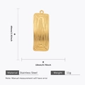 Detailed view of golden rhombus pendant with dimensions 49x18mm in stainless steel - Gold Textured Rectangular Pendant
