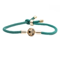Bracciale da calcio in corda milanese verde regolabile con ciondolo in oro e nero - Verde con pallone da calcio