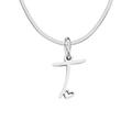 Elegant silver stainless steel snake chain necklace with letter T and heart pendant - Letter T (Steel Color)