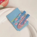 Cute candy color peach hair clip set with pink and blue duckbill clips on card - Peach Soda (2pcs)