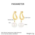 Dettagli di orecchini di perle con montatura a goccia irregolare in acciaio dorato - Oro 20*12mm Stile Perla Irregolare a Goccia (KE115797-GC)
