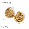Orecchini a spirale dorati minimalisti con trama spazzolata, dimensione 2,9 cm donna - Forma di conchiglia dorata
