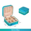 Mirror blue travel jewelry box with zipper for rings and necklaces in 10x10x5cm - Mirror Blue