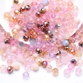 Colorful multifaceted crystal glass beads in pink and gold for DIY jewelry making - 3MM Approx 200pcs/Bag / Pink Series