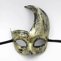 Masque vénitien demi-visage vintage noir et or pour bals masqués d'hommes - Triangle Or